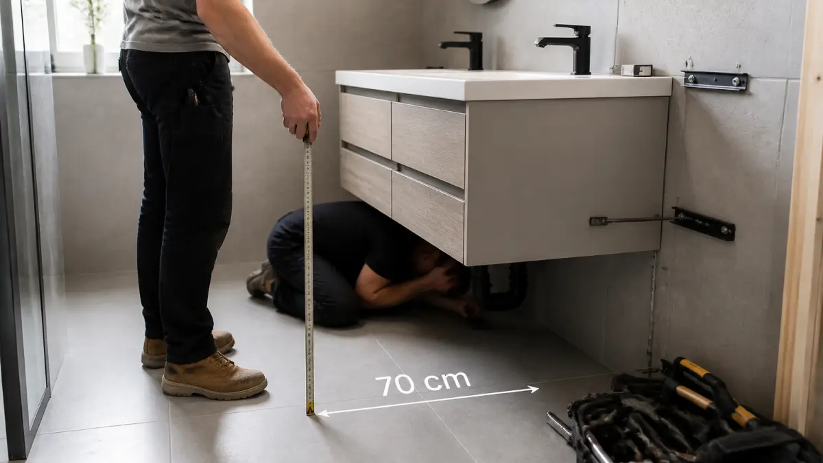 Meuble vasque suspendu : avantages, contraintes et erreurs de pose